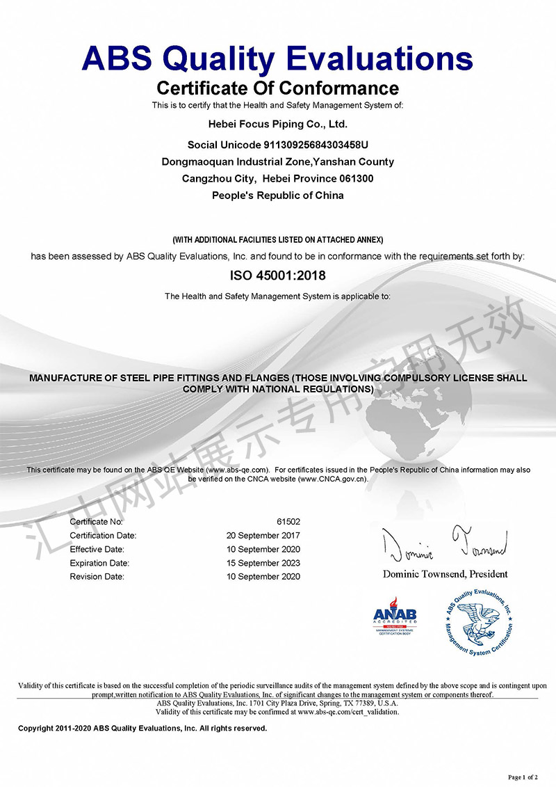 ISO 45001 Certificate